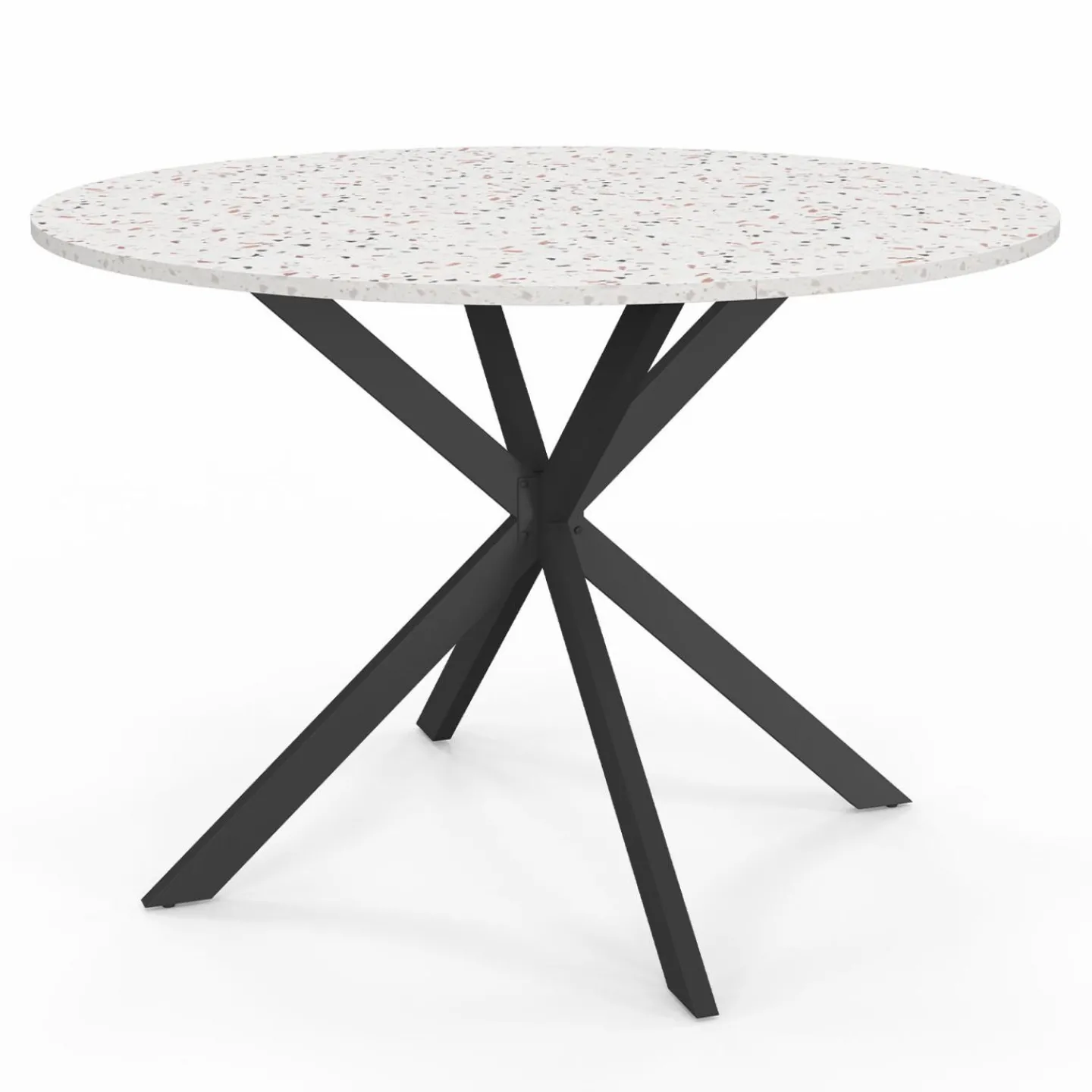 Table à manger ronde plateau effet terrazzo et noir 110 cm*IDMarket Discount
