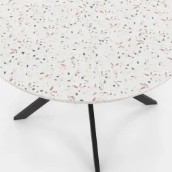 Table à manger ronde plateau effet terrazzo et noir 110 cm*IDMarket Discount