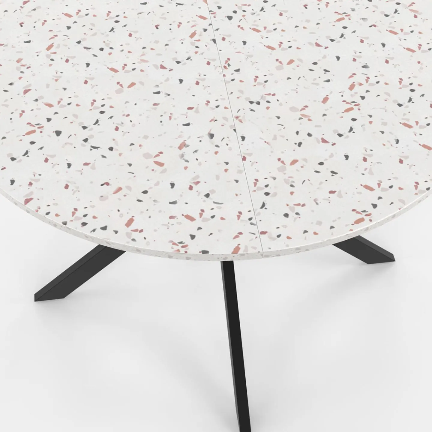 Table à manger ronde plateau effet terrazzo et noir 110 cm*IDMarket Discount