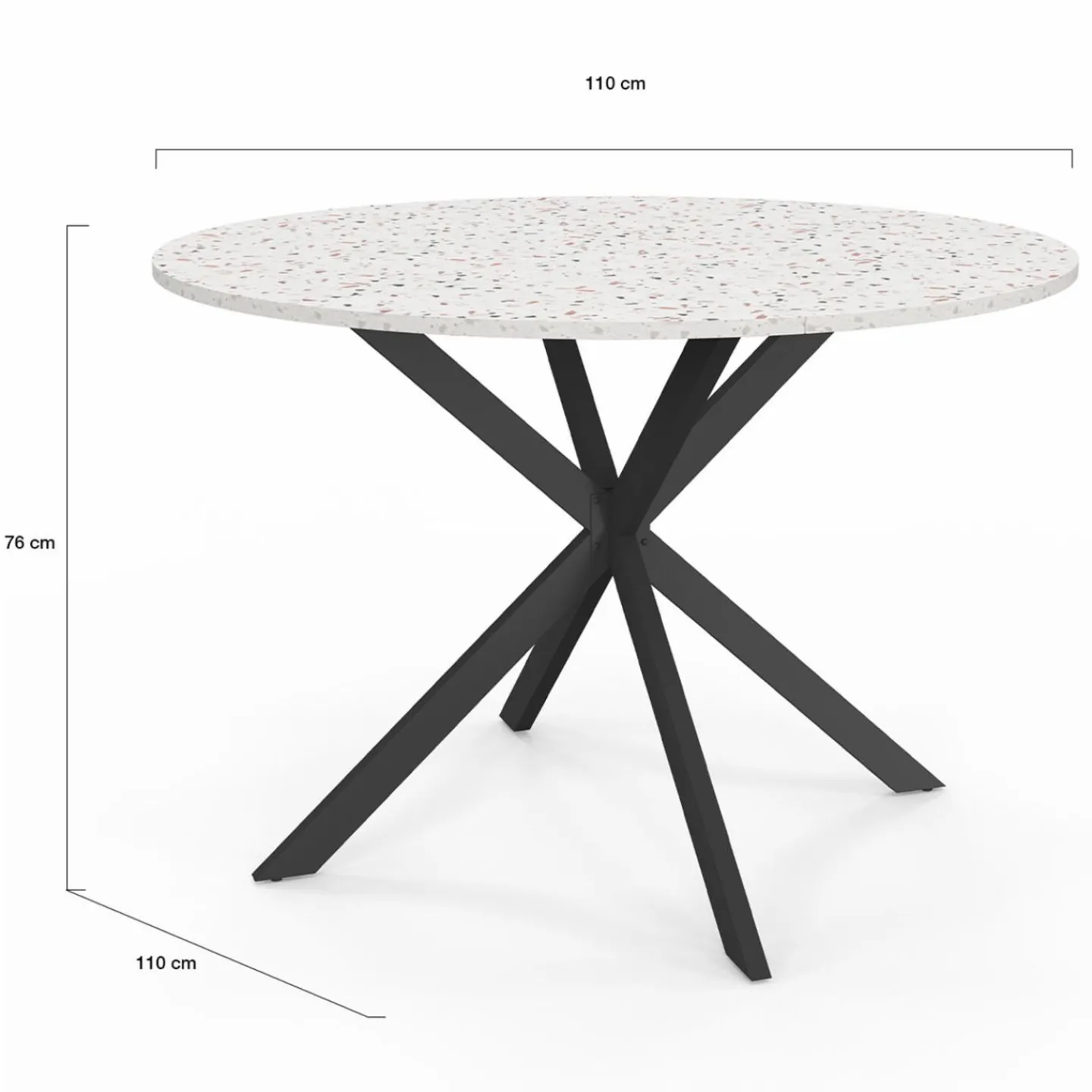 Table à manger ronde plateau effet terrazzo et noir 110 cm*IDMarket Discount