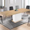 Table avec pied central bois et blanc extensible*IDMarket Best