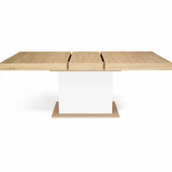Table avec pied central bois et blanc extensible*IDMarket Best