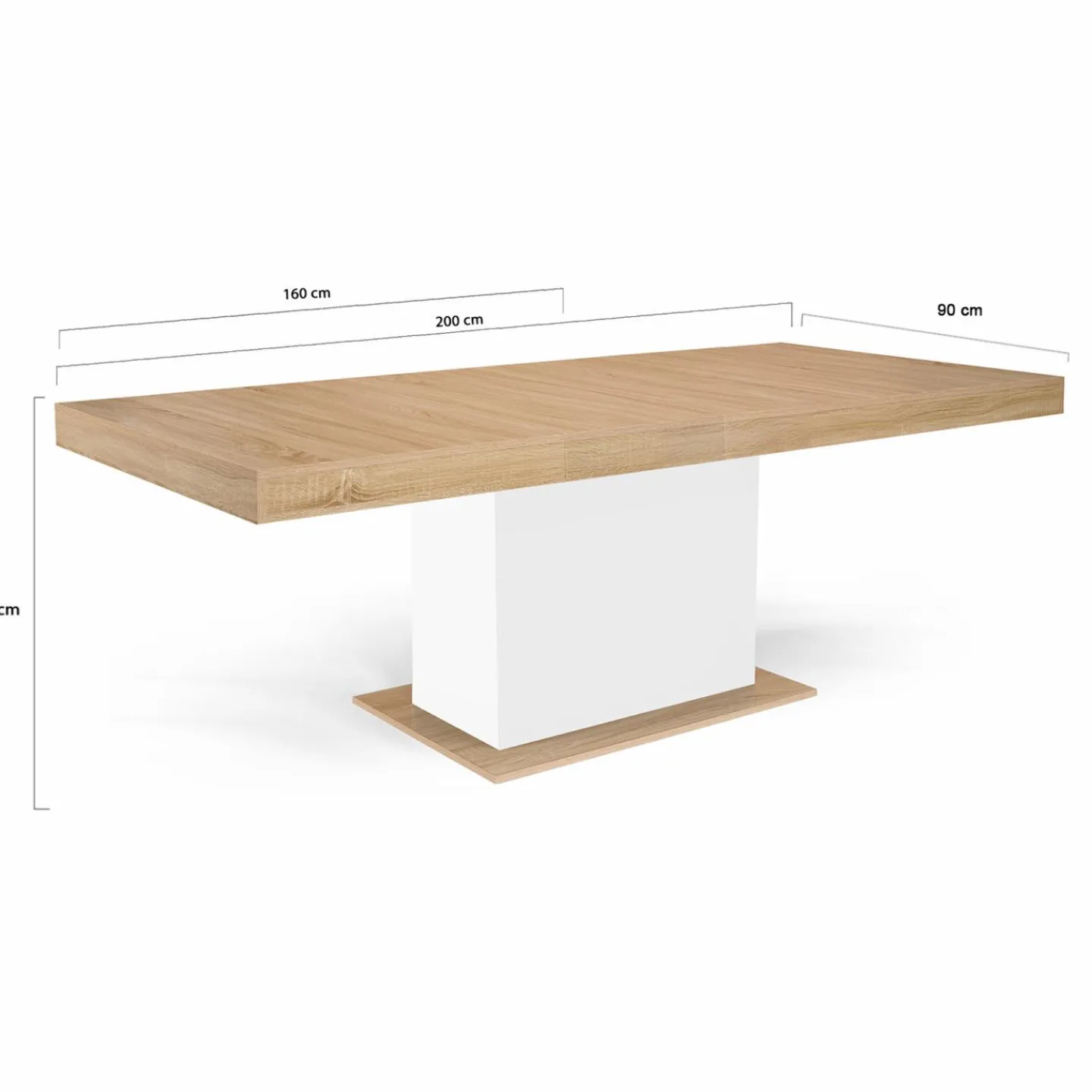 Table avec pied central bois et blanc extensible*IDMarket Best