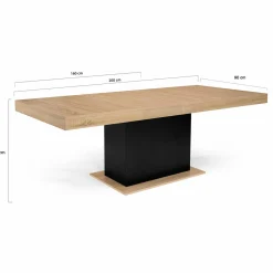 Table avec pied central bois et noir extensible*IDMarket