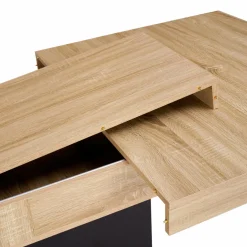 Table avec pied central bois et noir extensible*IDMarket