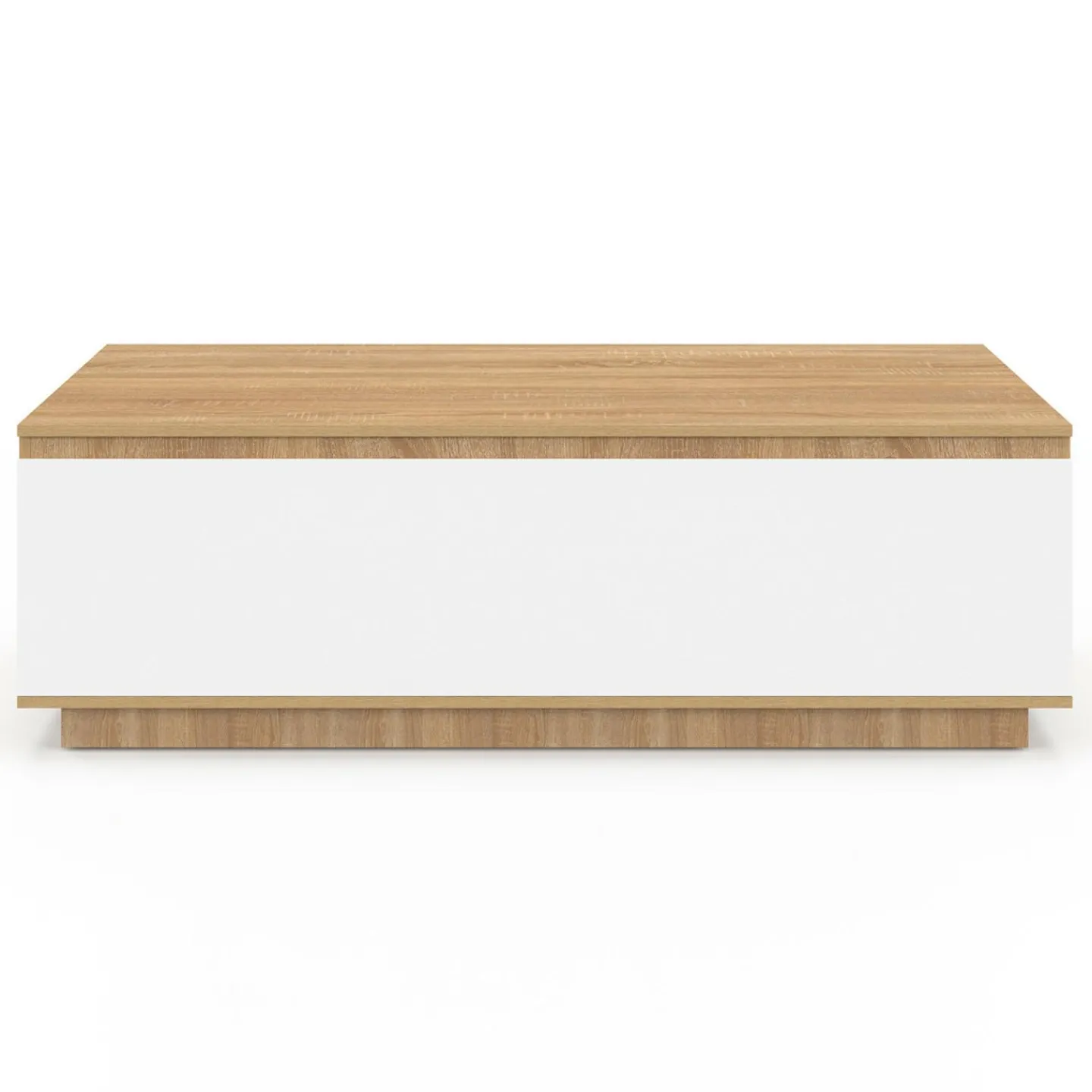 Table basse 110 cm avec porte façon hêtre et blanc*IDMarket New