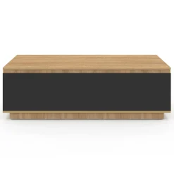 Table basse 110 cm avec porte façon hêtre et noir*IDMarket