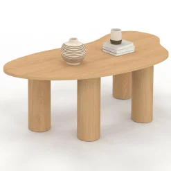 Table basse 100 cm bois effet hêtre style organic*IDMarket