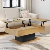 Table basse 2 plateaux relevables bois et noir*IDMarket