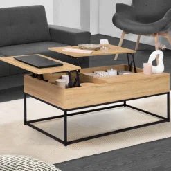 Table basse avec 2 plateaux relevables style industriel*IDMarket Sale