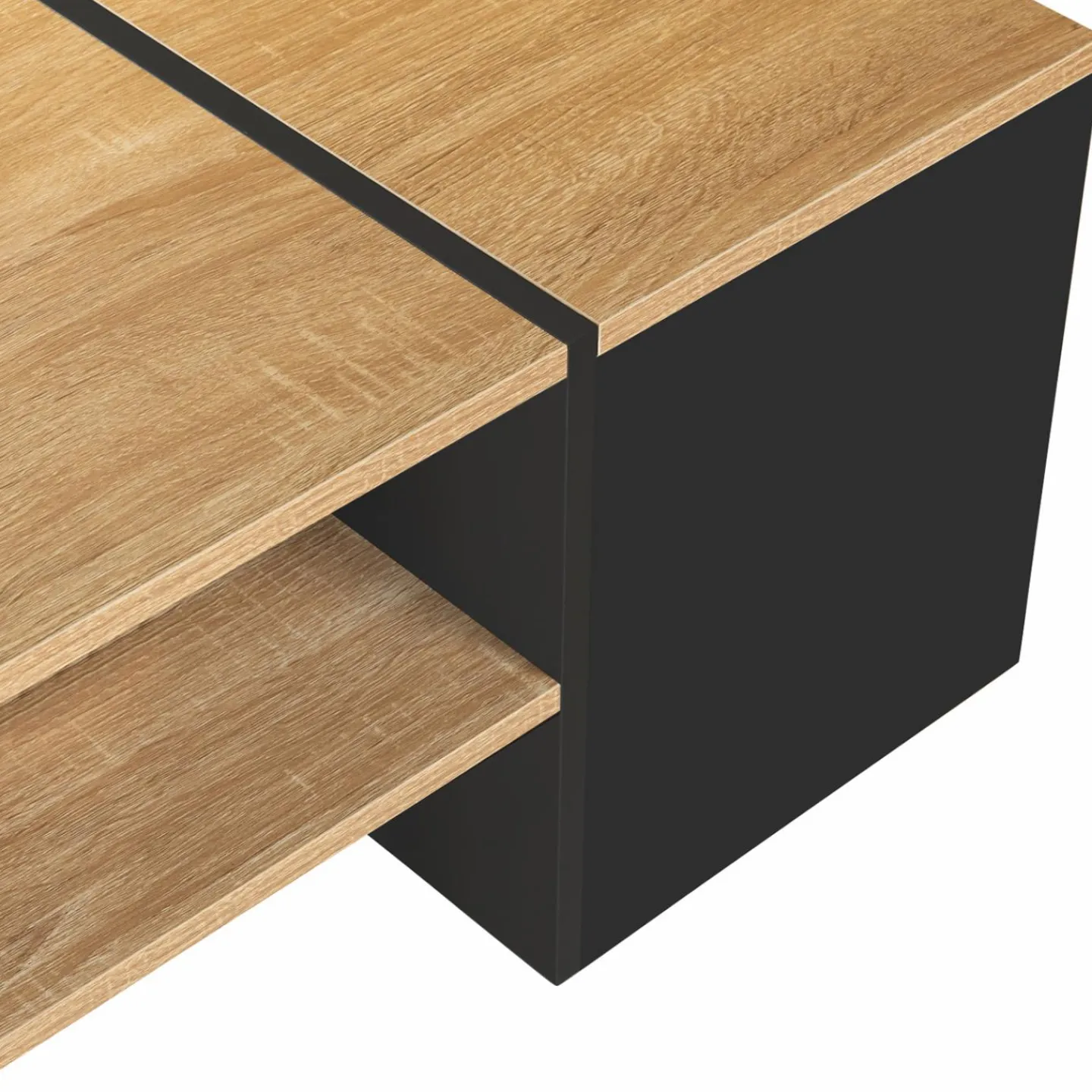 Table basse avec bar bois et noir*IDMarket