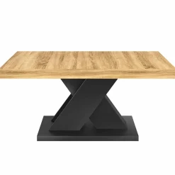 Table basse avec plateau bois et pied en X noir*IDMarket Discount