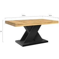 Table basse avec plateau bois et pied en X noir*IDMarket Discount