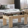 Table basse avec plateau relevable bois blanc et imitation hêtre*IDMarket Hot