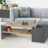 Table basse avec rangement bar 110 cm bois imitation hêtre et gris*IDMarket