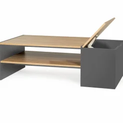 Table basse avec rangement bar 110 cm bois imitation hêtre et gris*IDMarket