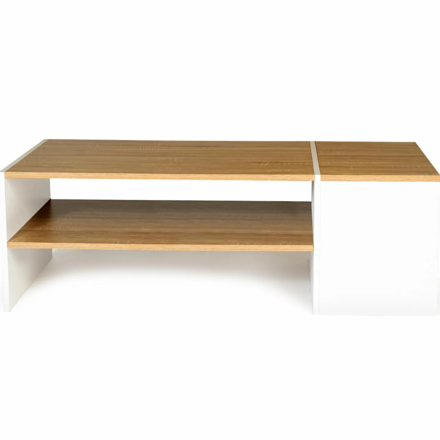 Table basse avec rangement bar 110 cm bois imitation hêtre et blanc*IDMarket Best