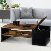 Table basse bar avec coffre bois foncé et noir*IDMarket Sale