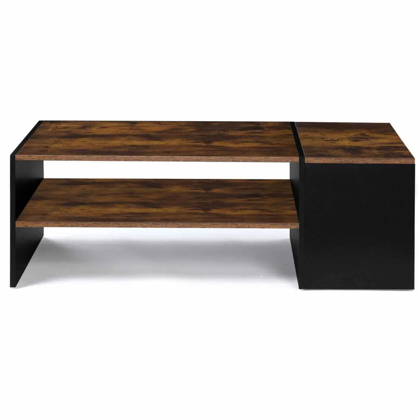 Table basse bar avec coffre bois foncé et noir*IDMarket Sale