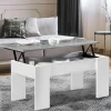 Table basse bois blanc plateau relevable effet béton*IDMarket