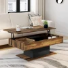 Table basse bois effet vieilli et noir*IDMarket Online