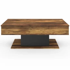 Table basse bois effet vieilli et noir*IDMarket Online