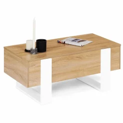 Table basse bois et blanc avec plateau relevable*IDMarket Hot
