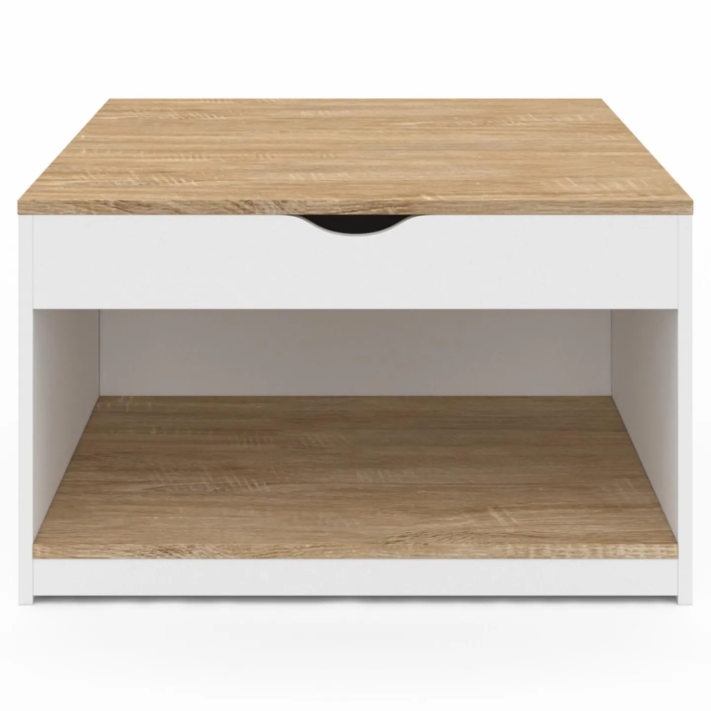 Table basse carrée blanche avec plateau relevable et coffre bois*IDMarket New