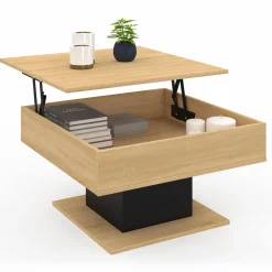 Table basse carrée bois et noir avec plateau relevable*IDMarket Hot