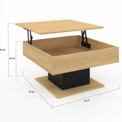 Table basse carrée bois et noir avec plateau relevable*IDMarket Hot