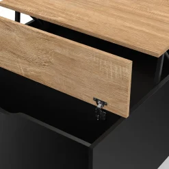 Table basse carrée noire avec plateau relevable et coffre bois*IDMarket Discount