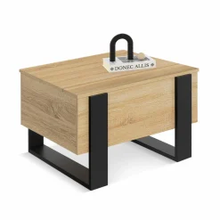 Table basse carrée plateau relevable bois et noir*IDMarket