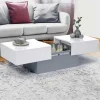 Table basse coulissante blanche et grise avec rangement mini bar intégré*IDMarket New