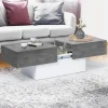 Table basse coulissante en bois blanc et plateau effet béton*IDMarket New