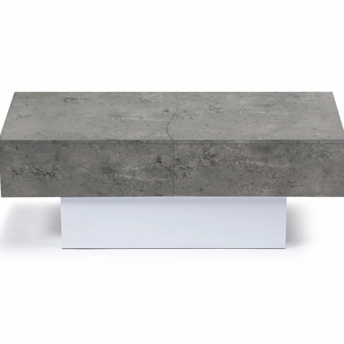 Table basse coulissante en bois blanc et plateau effet béton*IDMarket New