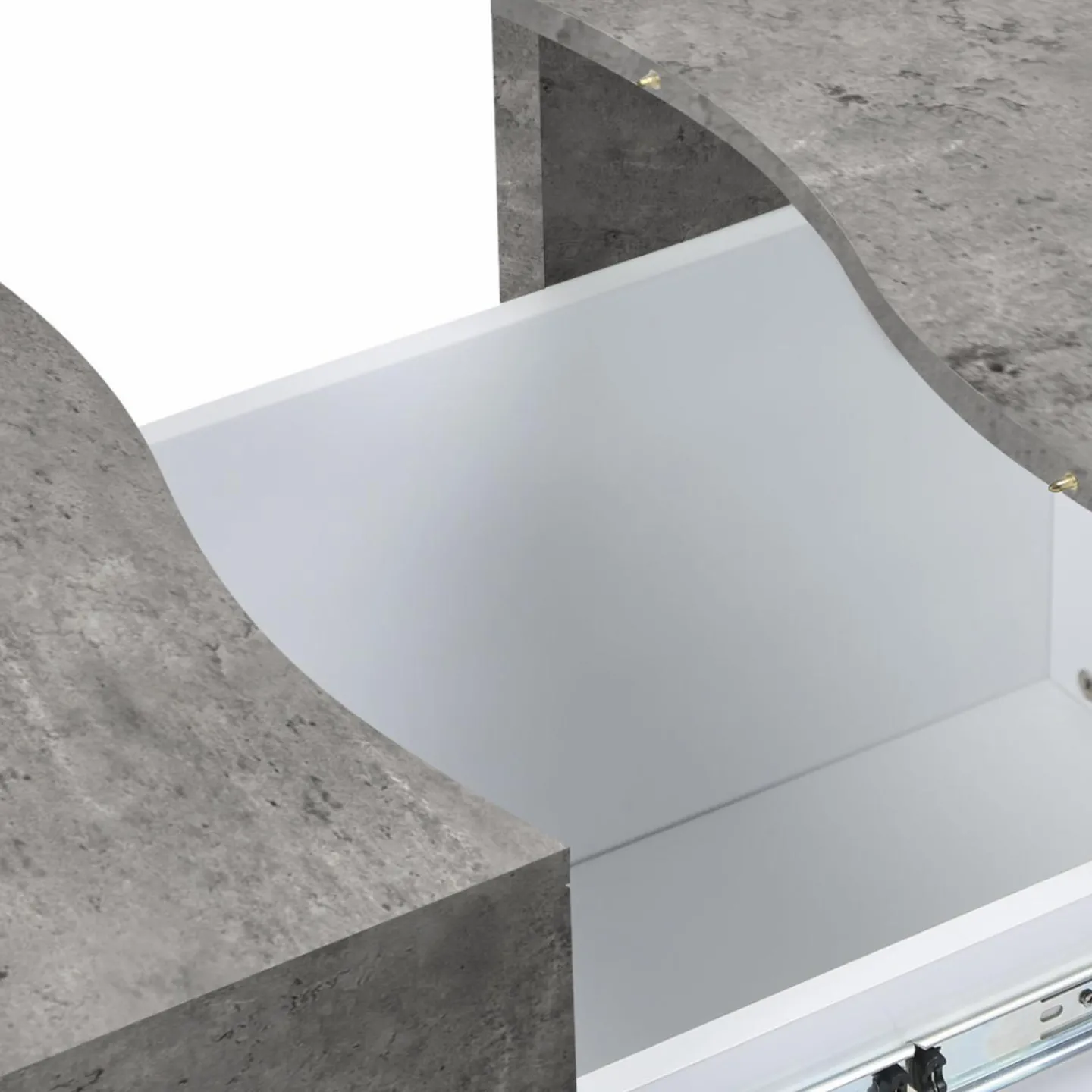 Table basse coulissante en bois blanc et plateau effet béton*IDMarket New