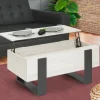 Table basse industrielle relevable bois gris*IDMarket Discount