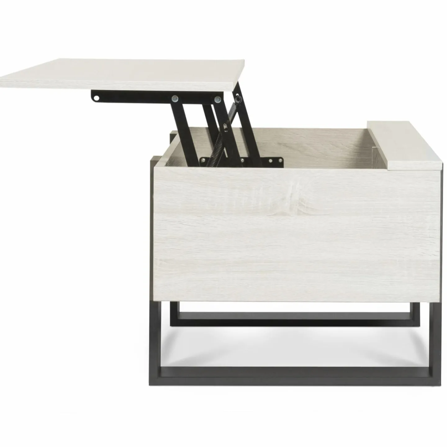 Table basse industrielle relevable bois gris*IDMarket Discount