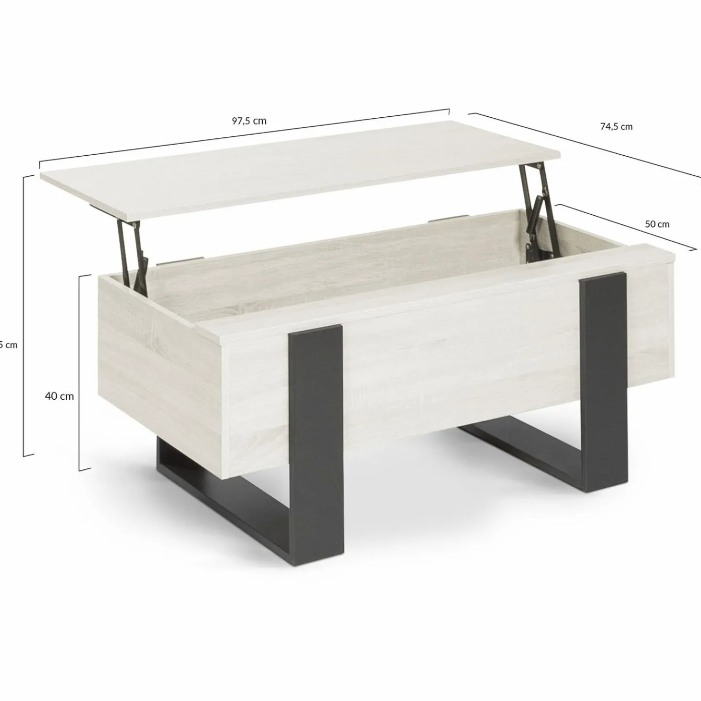 Table basse industrielle relevable bois gris*IDMarket Discount