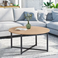 Table basse industrielle ronde bois et métal*IDMarket Hot