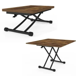 Table basse industrielle relevable bois foncé et noir*IDMarket Hot