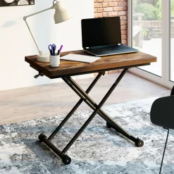 Table basse industrielle relevable bois foncé et noir*IDMarket Hot