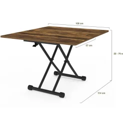 Table basse industrielle relevable bois foncé et noir*IDMarket Hot