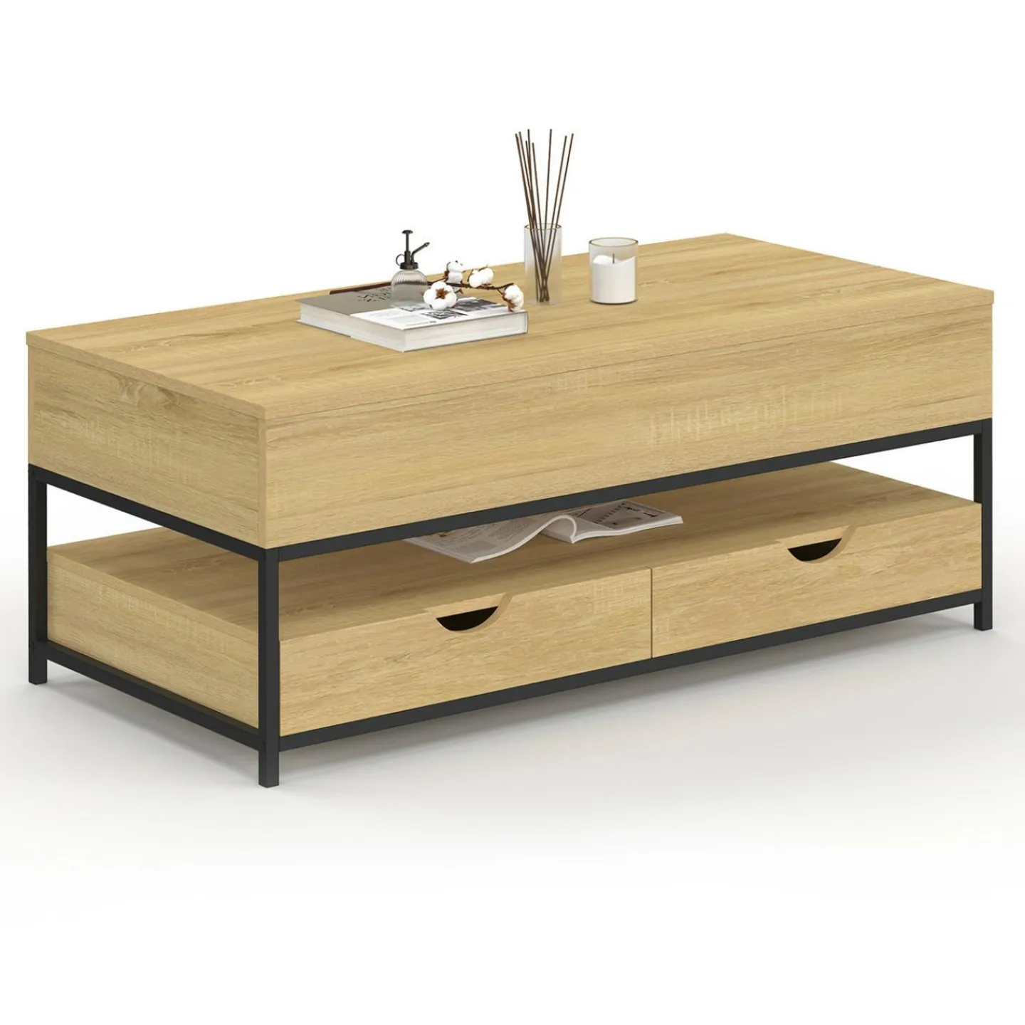 Table basse industrielle rectangulaire plateau relevable*IDMarket Best