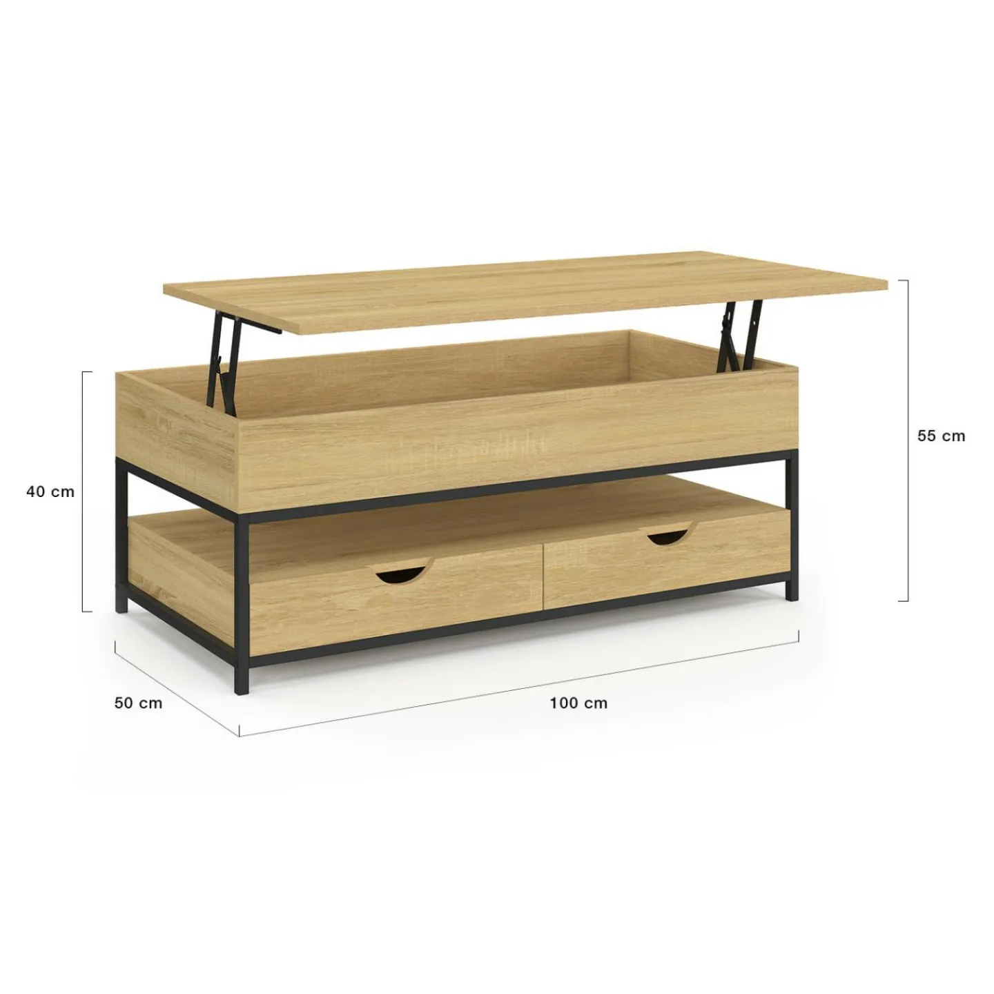 Table basse industrielle rectangulaire plateau relevable*IDMarket Best