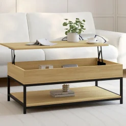 Table basse industrielle plateau relevable avec étagère*IDMarket