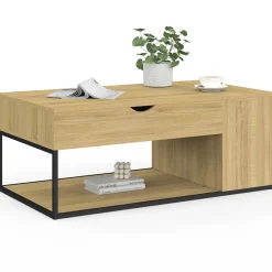 Table basse industrielle plateau relevable avec coffre*IDMarket Online