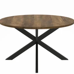 Table basse industrielle ronde 70 cm pied araignée noir bois foncé*IDMarket Hot