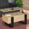 Table basse industrielle relevable bois et noir*IDMarket Online