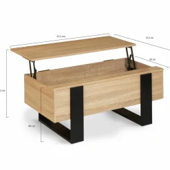 Table basse industrielle relevable bois et noir*IDMarket Online